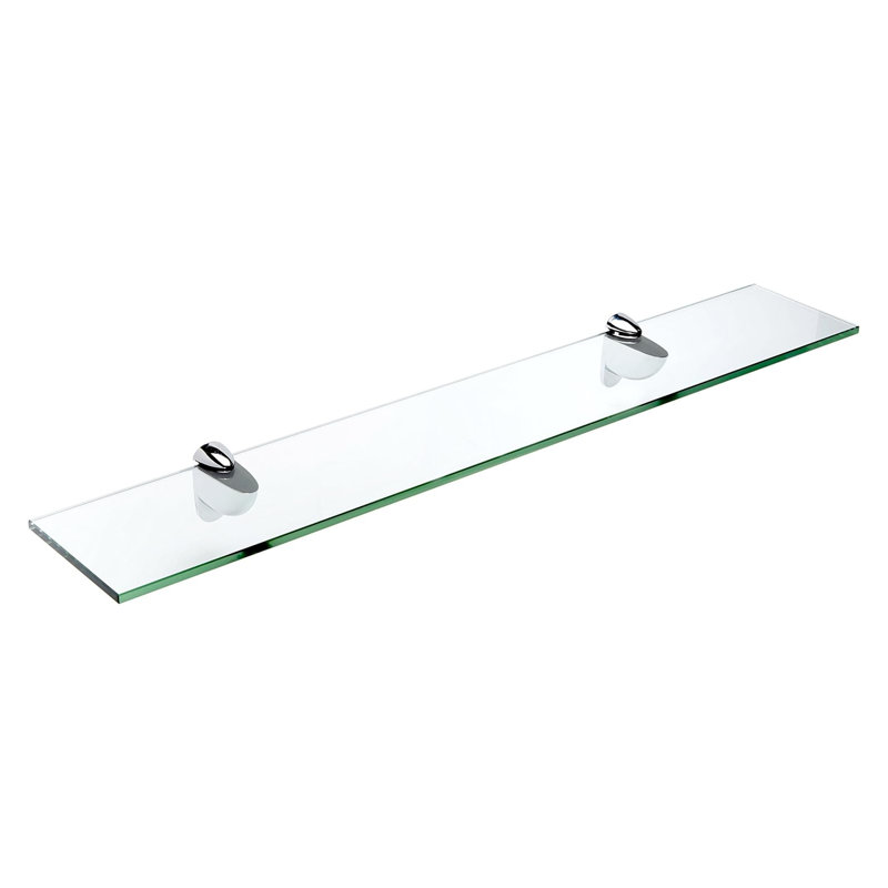 Tempered Glass Shelf With Chrome Clips - Heavy Duty 60 Lbs Capacity - Clear 3/8 Inch Thick Glass With Polished Edges - Easy To Assemble