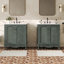 Ensemble de meuble-lavabo double 60 po avec deux lavabos en céramique séparés et deux boutons antiques 60 po-1173321836