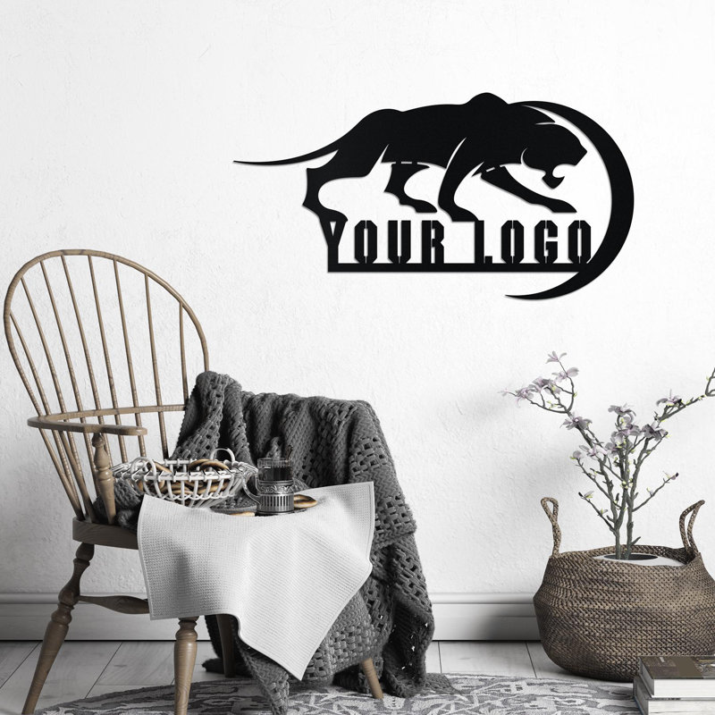 Logo tigre personnalisé, Noir mat, H 8 po x l 11 po x P 1 po, Oui