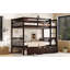 Lit superposé simple en bois d'hévéa simple avec 2 tiroirs, convertible en 2 lits simples, lit superposé simple avec échelle et garde-corps de sécurité