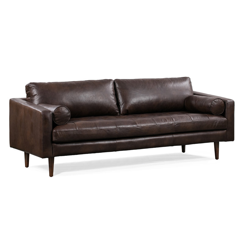Napa 88.5'' Full-Grain Genuine Italian Leather Sofa, Madagascar Cocoa