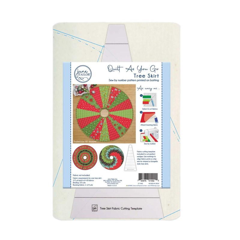 Jupe d'arbre imprimée June Tailor Quilt As You Go, blanc, grand