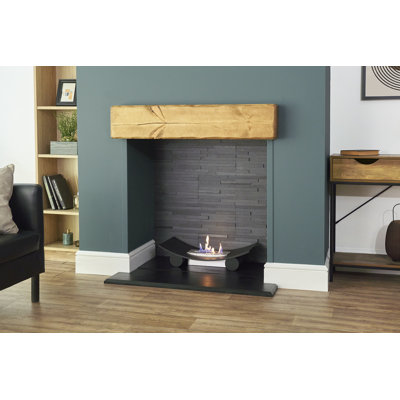 Adam 59 cm W Black Silver Bio-Ethanol Fireplace with 10236 BTU