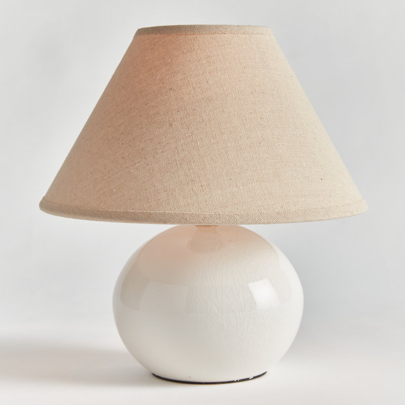 Oscar Standard Table Lamp, 7.75" H x 6.75" W x 6.75" D, White, Cream