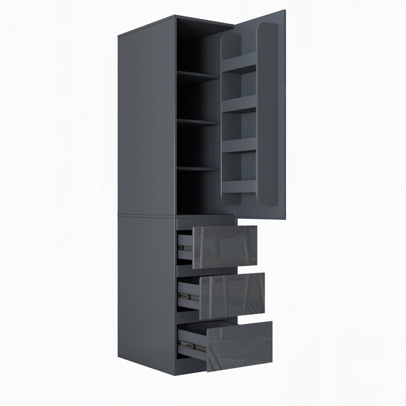 Armoire de rangement de cuisine avec portes, tablettes et tiroirs