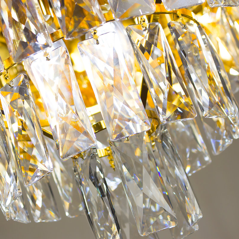 Saveta Modern Crystal Chandelier Gold, 6 Lights, 3 Tiers, 36.2'' H X 15.7'' W X 15.7'' D