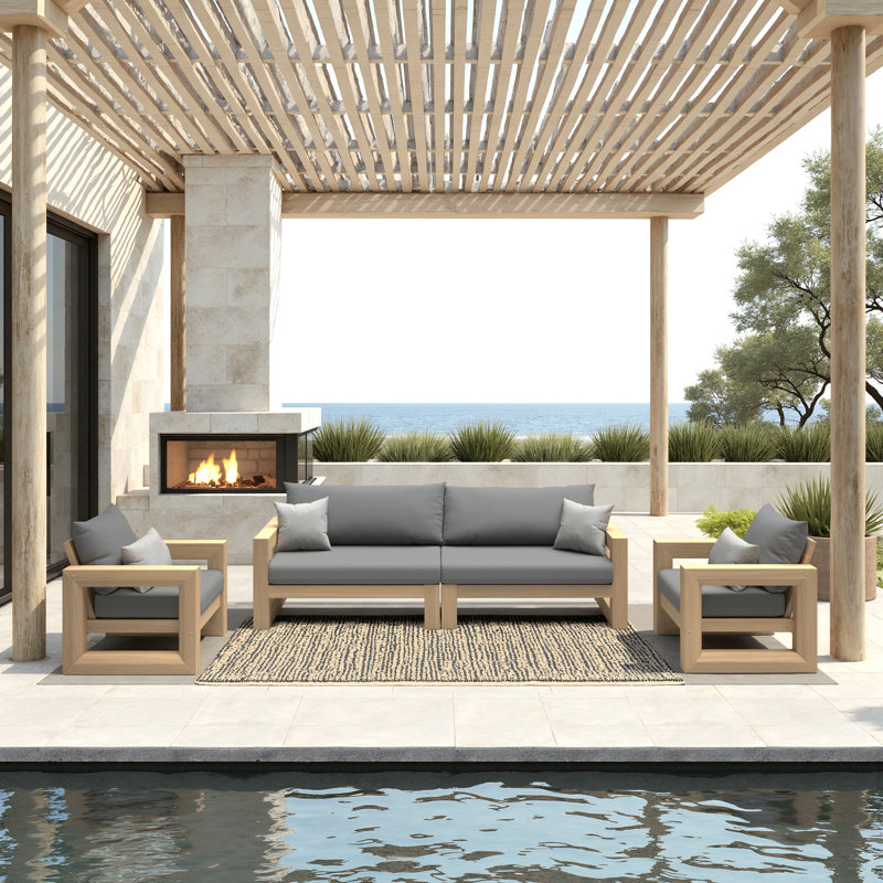 Benson 3 Piece Sunbrella® Outdoor Patio Seating Set  - Charcoal Gray, Charcoal Gray