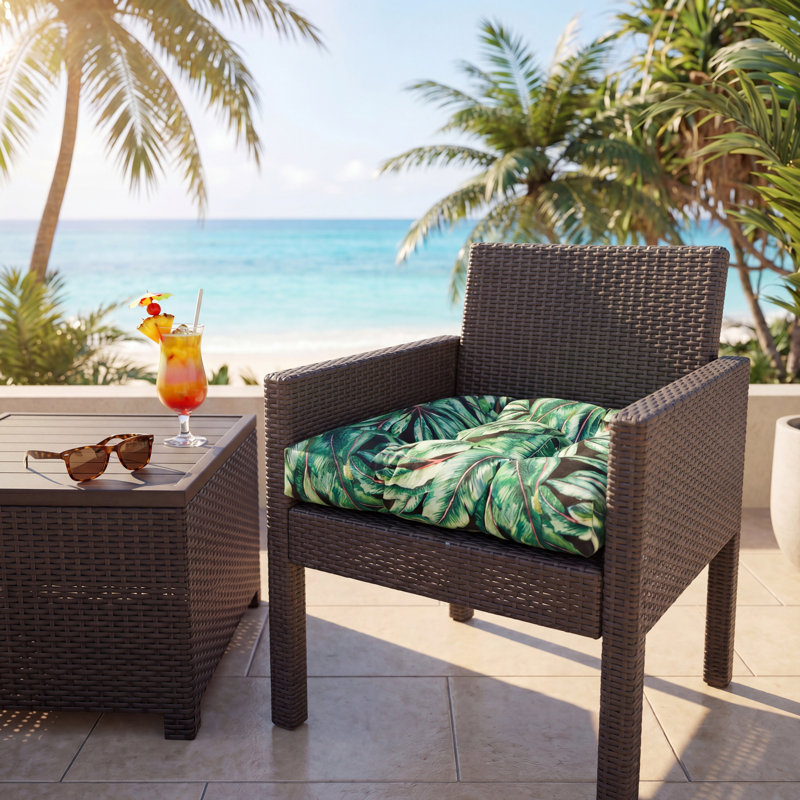  Italia Acrylic Outdoor Chair Cushion, Frond Midnight