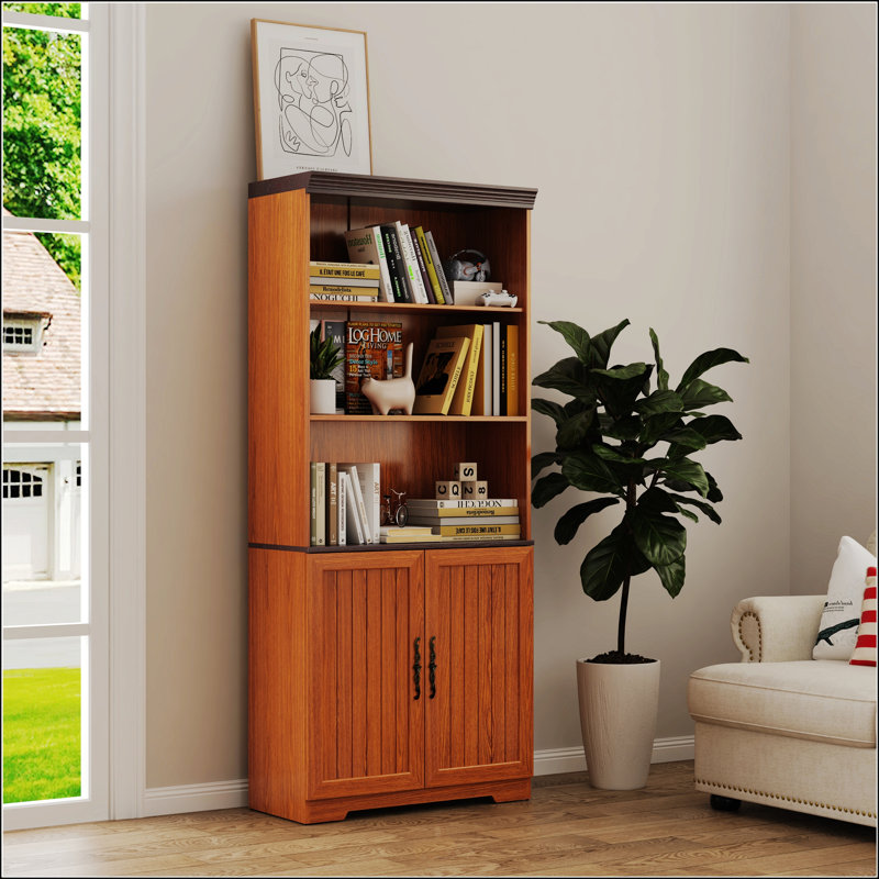 Armoire de rangement haute en bois, Chêne foncé