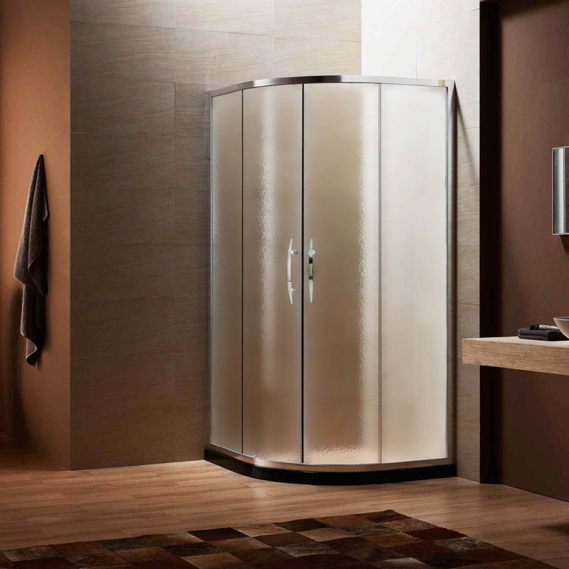 36"W x 79"H Framed Sliding Shower Enclosure in Frosted Glass