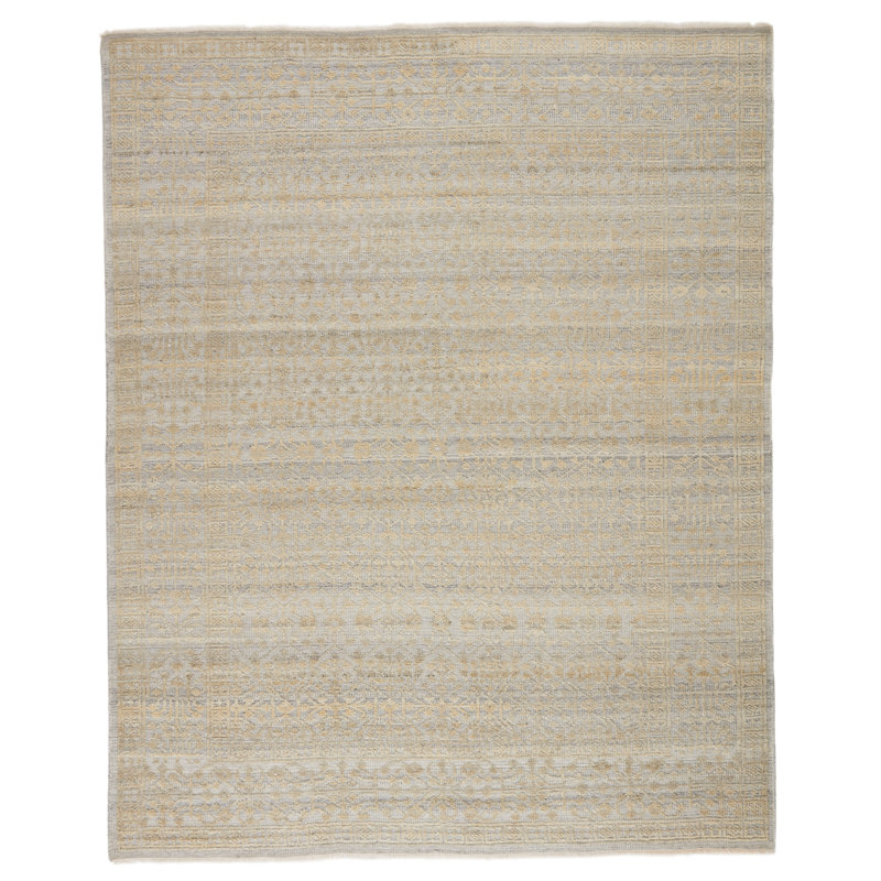 Tapis beige noué à la main Mandi, Rectangle de 5 pi x 8 pi
