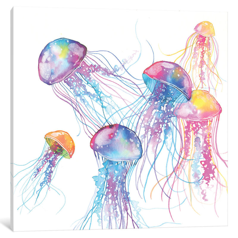 «Jellyfish», peinture sur toile tendue, H 18 po x l 18 po x P 1,5 po