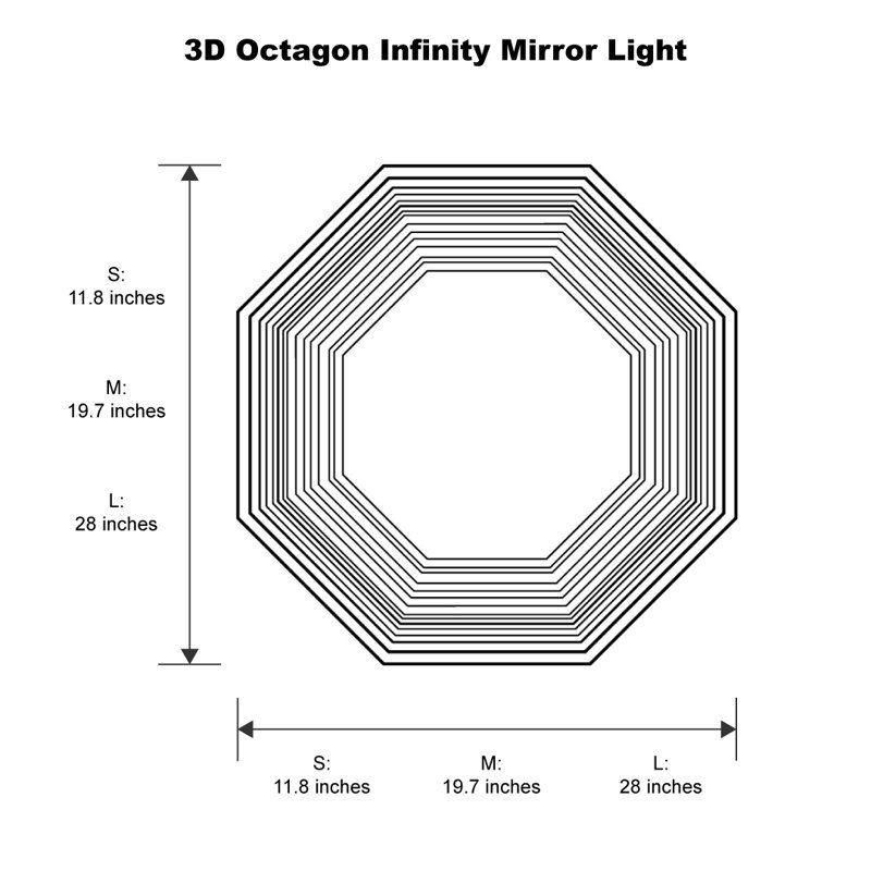 Large RGB Octagon Infinity Mirror Light