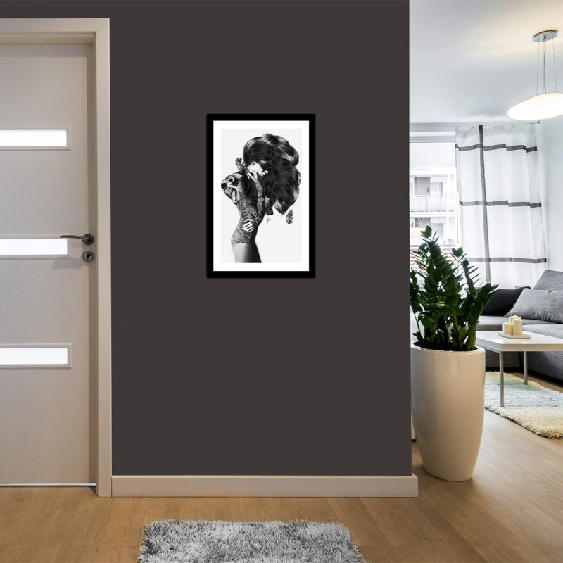 Impression sur toile tendue, "Bear #2", H 24 po x l 16 po x P 1 po, Papier encadré noir