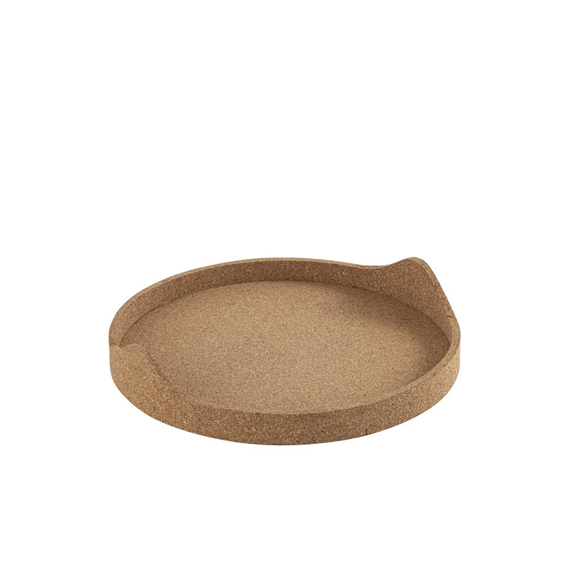 Plateau rond en liège large, L 14,25 po x P 14,25 po x H 2,5 po