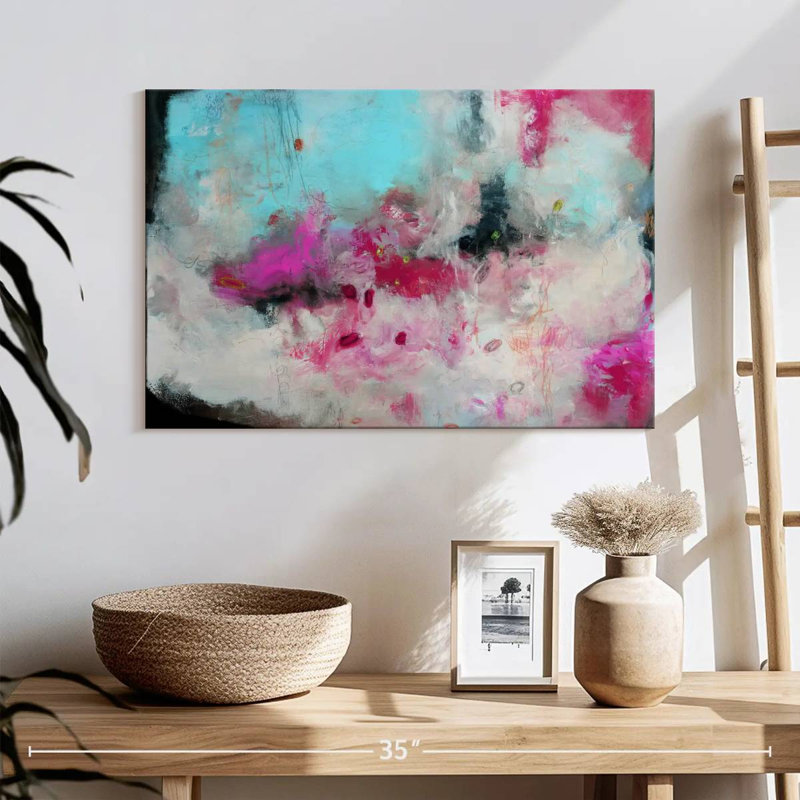 Avery - Abstraction rose et bleue I, H 16 po x l 24 po