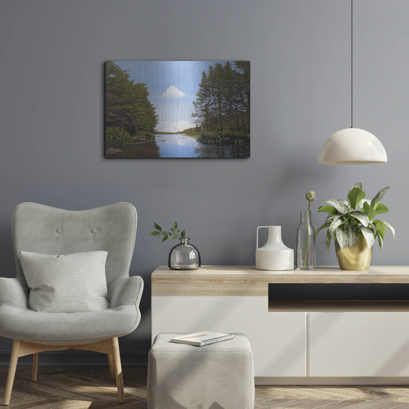  «Spider Lake Pond» par Kenneth M Kirsch, art mural en métal, 24 po x 16 po, H 16 po x l 24 po