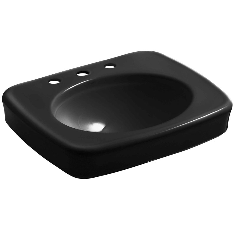Bancroft® Vitreous China 24" Pedestal Bathroom Sink, Black