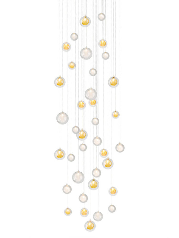 37 - Light Pendant, Clear/Gold