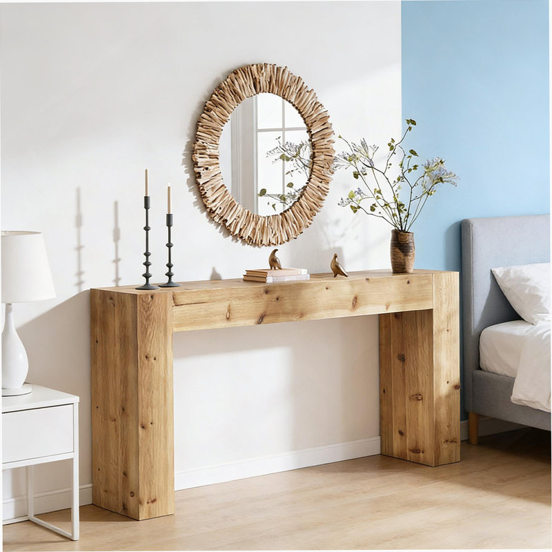 Console avec plateau spacieux, pour un décor campagnard ou moderne et un emplacement polyvalent, Brun rustique