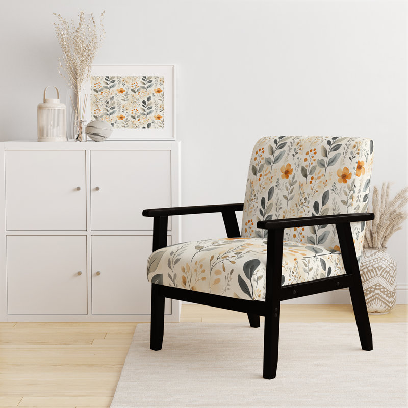 Chaise rembourrée Boho, Accoudoirs carrés noirs