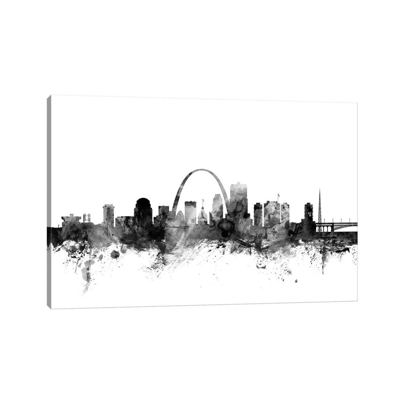 St. Louis, Missouri In Black & White by Michael Tompsett - 1 Piece Wrapped Canvas Wall Art