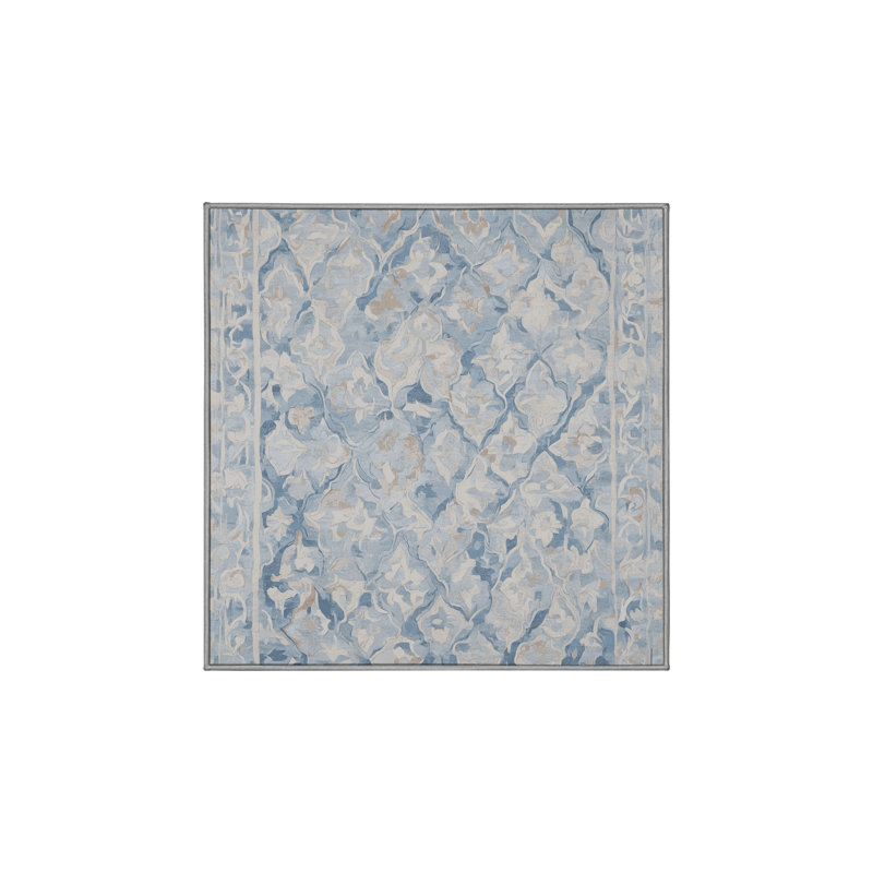 Machine Washable Gray Area Rug, Square 7'