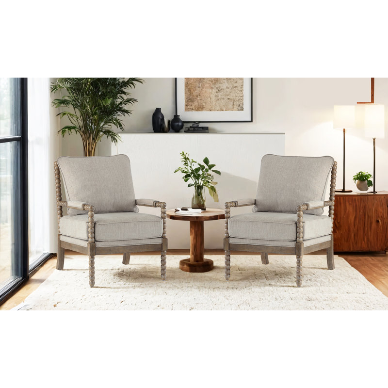 Bungalow Rose Ocelia Elegant Wide Spindle Leg Accent Chair