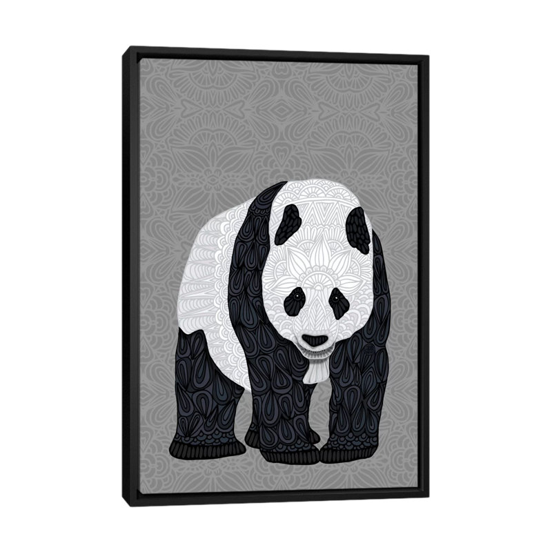 « papa panda », impression sur toile tendue, H 26 po x l 18 po x P 1,5 po, Toile avec cadre noir, Blanc