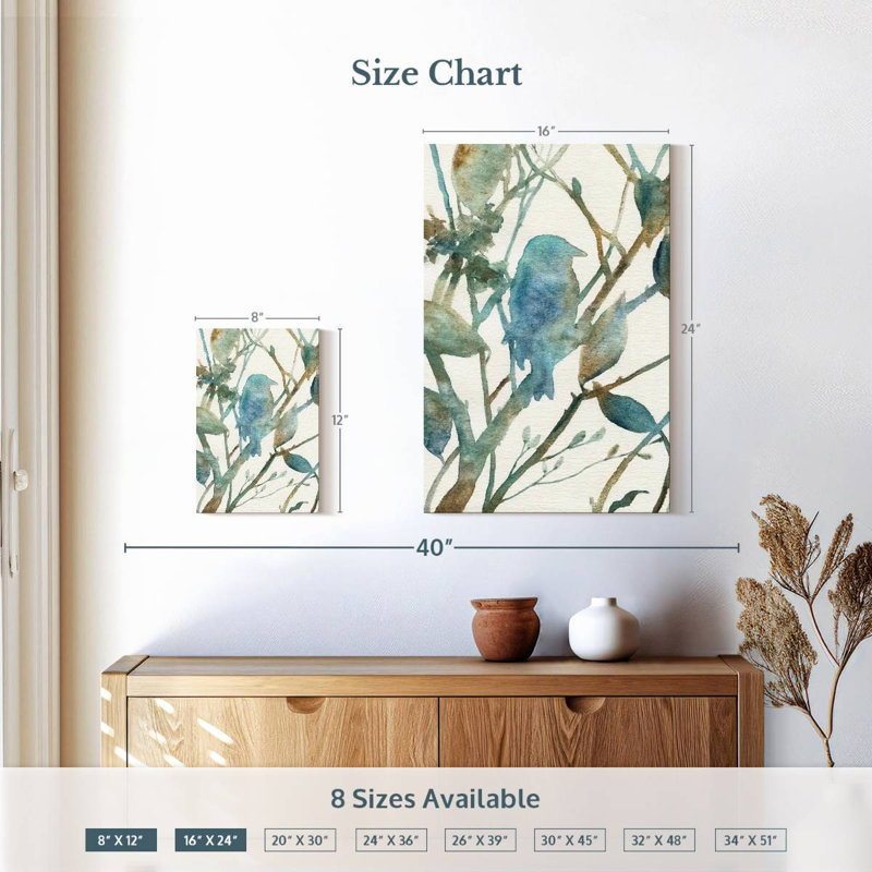 Silhouette d'oiseau bleu sarcelle Brampt I, H 12 po x l 8 po