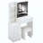 Middle Size Left Bedside Cabinet Vanity Table + Cushioned Stool Dresser Set, 2 AC+2 USB Socket, Hair Dryer Stand, Large Touch Control LED Sliding Mirror, 3-Color Switch, EPA, GCC, UL Certificate-1037069621
