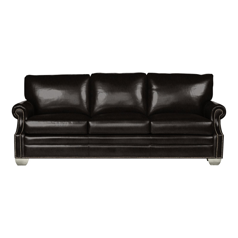 Canapé Gutherly, Oui, Cuir véritable encre Ziggy, Wrenn