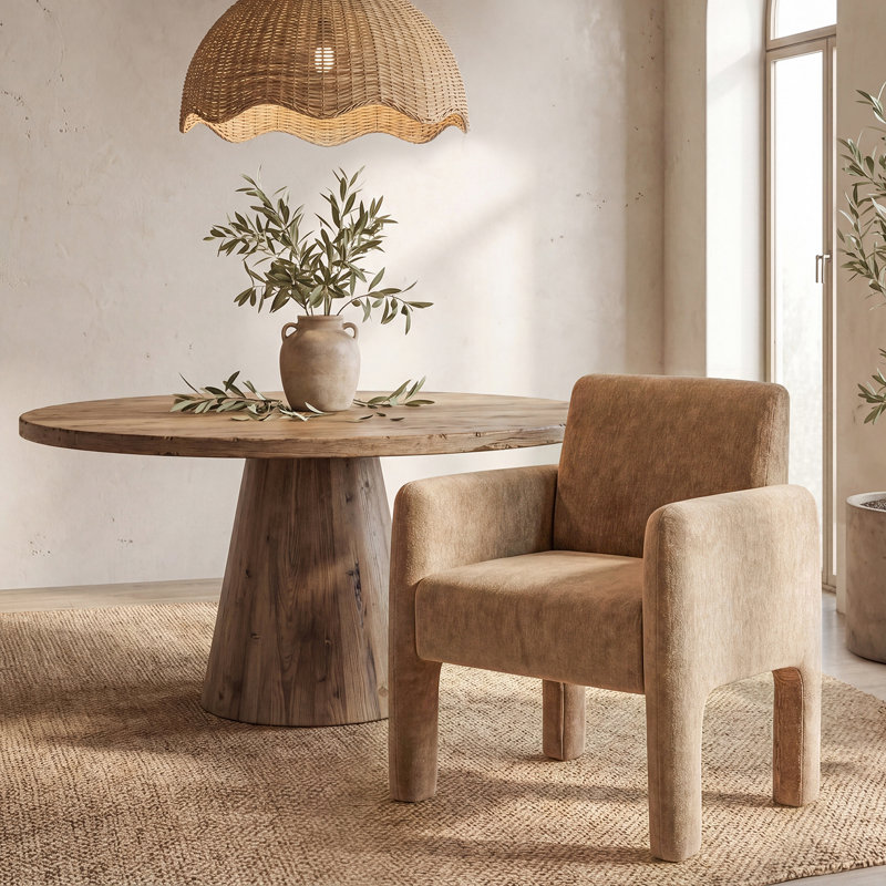 Chaise rembourrée Natalie de 26 po de largeur avec pieds en bois massif Natalie, Chameau