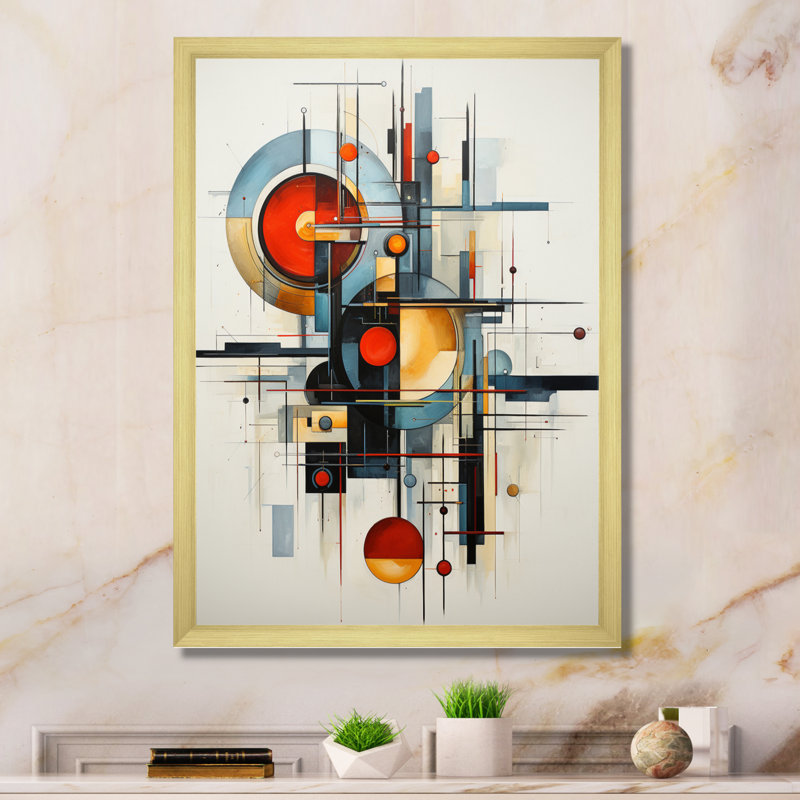 «Constructivism Geometric Constructsan Abstract», reproduction d'art sur toile encadrée, Or, H 32 po x l 16 po x P 1 po