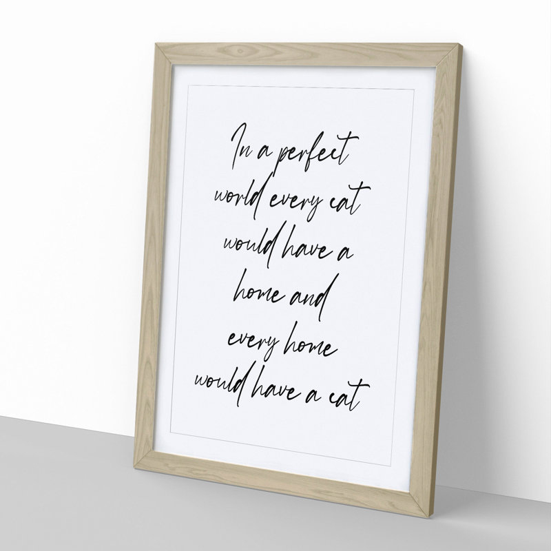 Cat - Picture Frame Typography, 90cm H x 65cm W x 2cm D, Oak Framed