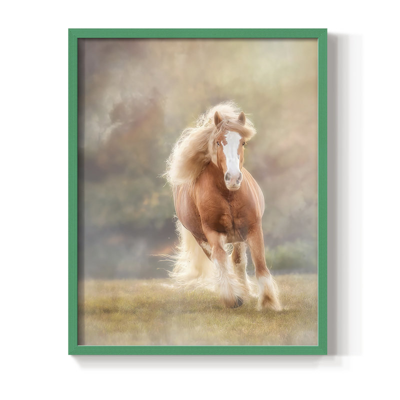«Horse Motion VII», reproduction encadrée - bois massif, Vert, H 10 po x l 8 po