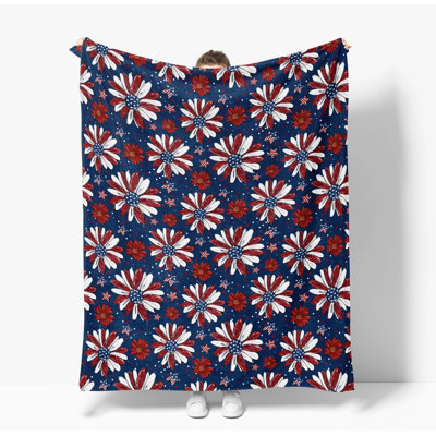 Jeté de flanelle du 4 juillet, impression patriotique du Jour du Souvenir, fleurs, jour de l'Independence, douces couvertures en molleton douillet et moelleux pour la décoration du canapé-lit, cadeaux idéaux pour les enfants adultes 60 x 80