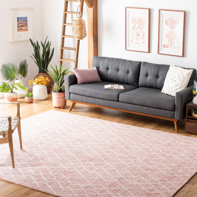 Gilligan Hand Tufted Indian Wool And Cotton With Latex Geometric Rug, Rectangle 5' x 8'