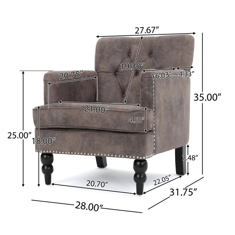 Chaise grise et brune, mousse généreuse, structure moderne en bouleau avec capitonnage, microfibre, pieds, Grey/Brown