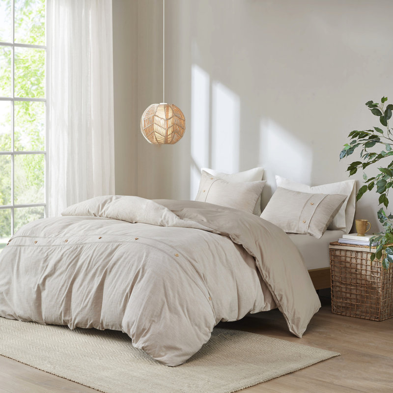 Housse de couette en coton biologique double / grand, 3 pièces, sensation naturelle et vivifiante