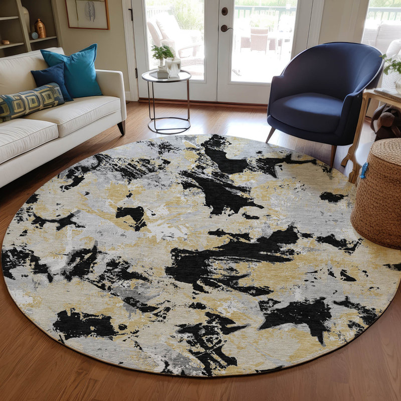 Malek Indoor/Outdoor Area Rug with Non-Slip Backing, Round 8'