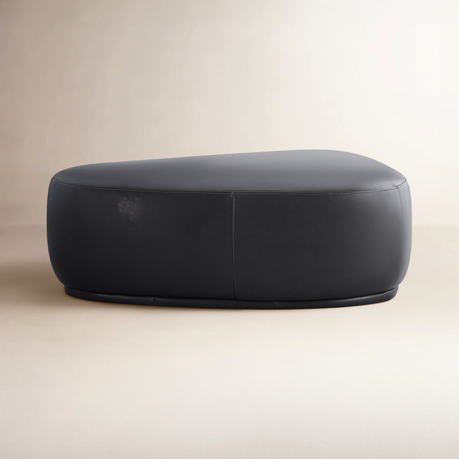 Adna 44" Genuine Leather Ottoman, Impression Black Genuine Leather