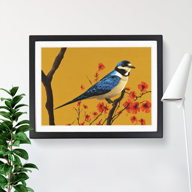 Otherworldly Swallow Bird - Single Picture Frame Print, Black, 46cm H x 64cm W x 2cm D
