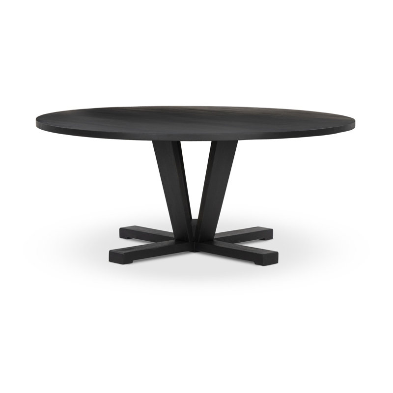Cobain Round Solid Wood Dining Table, 30" H x 72" W x 72" L, Black