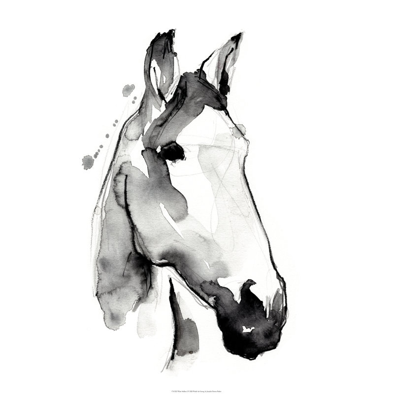 White Stallion I - Drawing, 46 cm H x 30 cm W, Wrapped Canvas