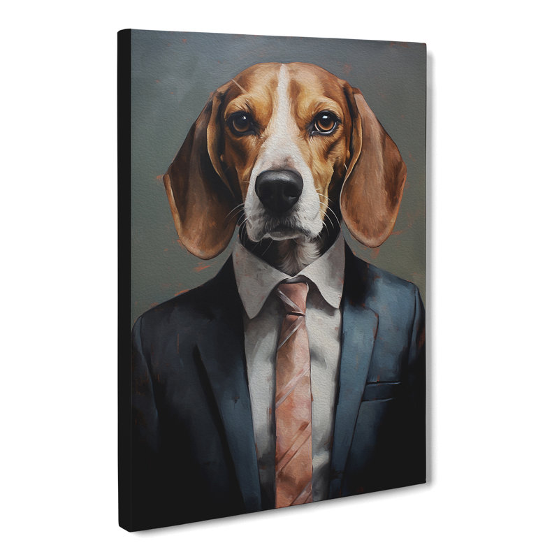Beagle in a Suit Painting No.3 - Wrapped Canvas, 76cm H x 50cm W x 3cm D