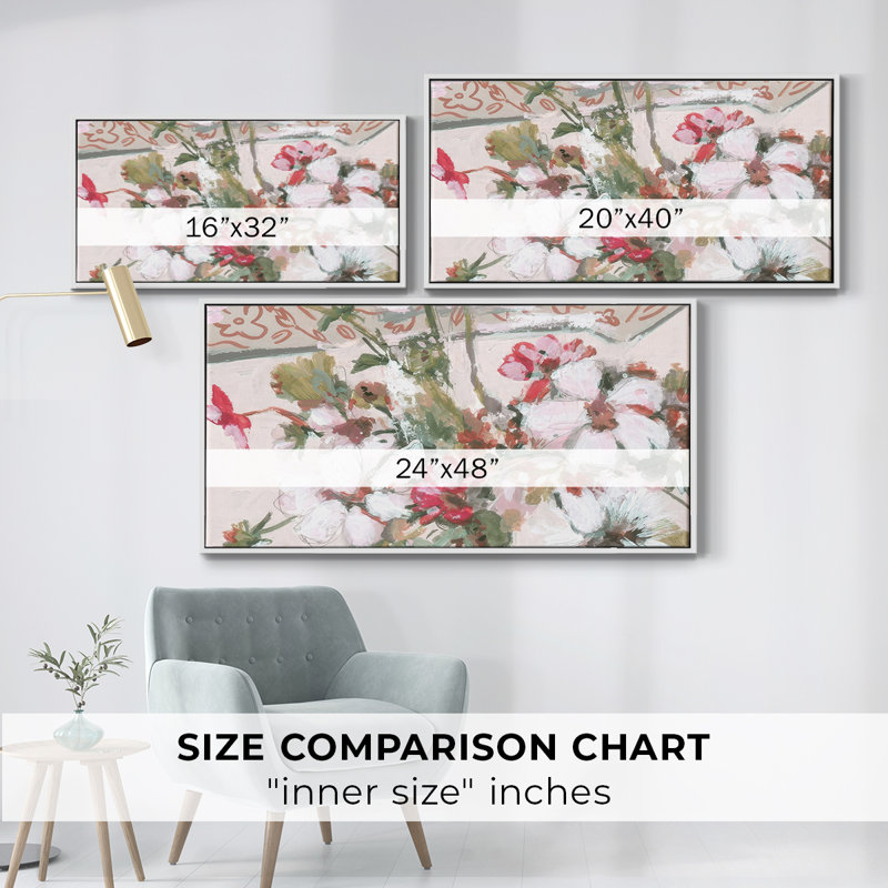 Blooming Sweetness II - Toile tendue avec châssis tendue, prête à accrocher, H 21 po x l 41 po, Blanc