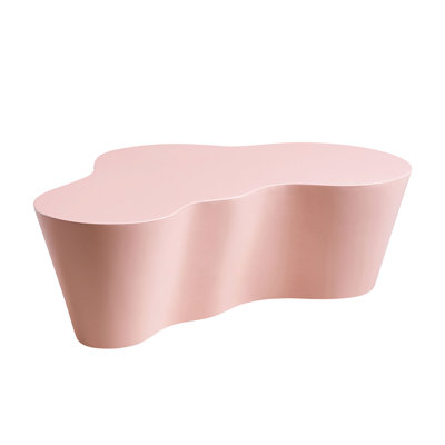Table basse en fibre de verre rose de 50 pouces pour le salon, conception et forme uniques, sans assemblage, structure facile à nettoyer, à entretenir