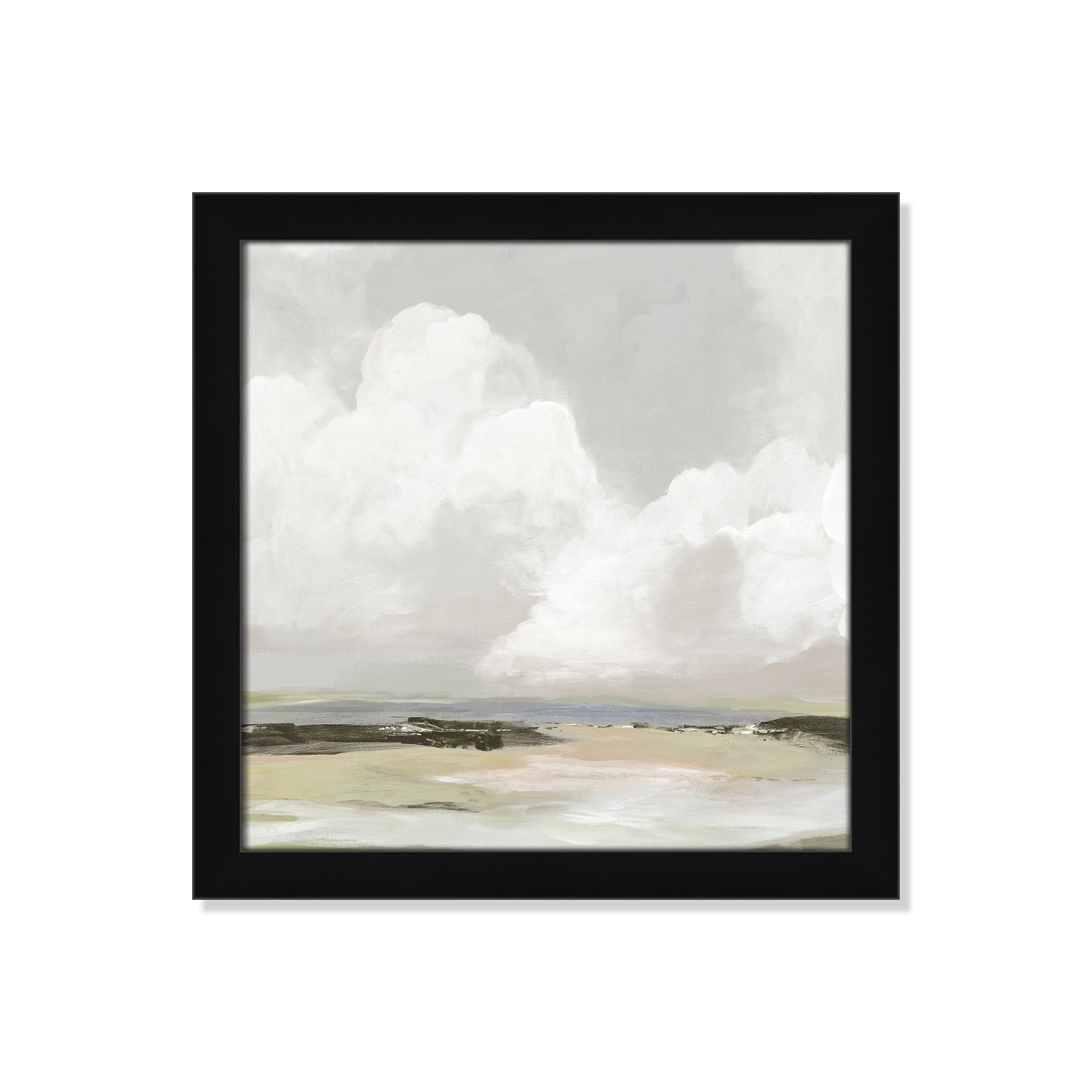 Soft Clouds - Picture Frame Painting Print, Black Framed, 18" H x 18" W x 1.12" D