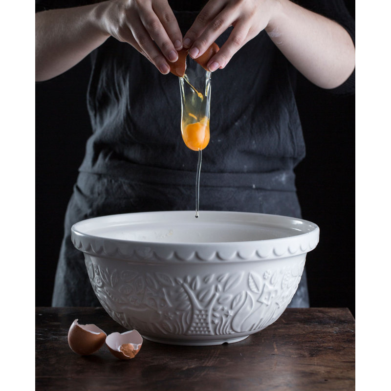 Rustic Embossed Ceramic Mixing Bowl Set in Multicolor